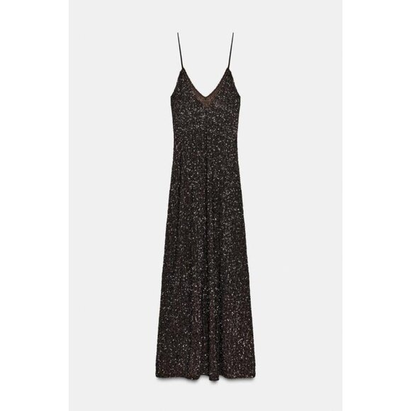 ZARA ZW COLLECTION LIMITED EDITION SEQUIN MAXI DRESS - Picture 6 of 7